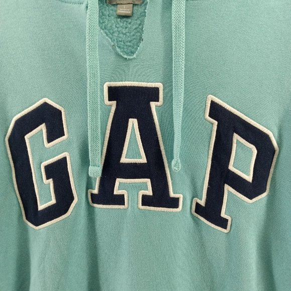 gap fleece men's pullover green mint hoodie size large - Picture 2 of 10